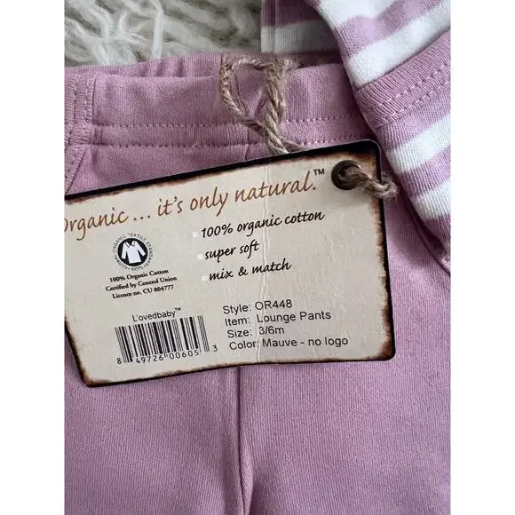 L’ovedbaby Organic Cotton Mauve & Stripe 4pc Lot 0–6M NWT - Picture 5 of 6